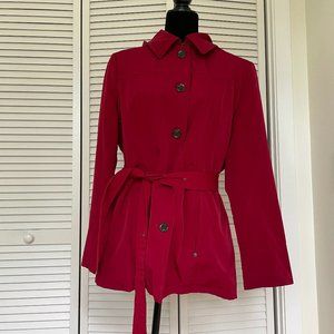 Calvin Klein Red Hooded Short Trench Coat